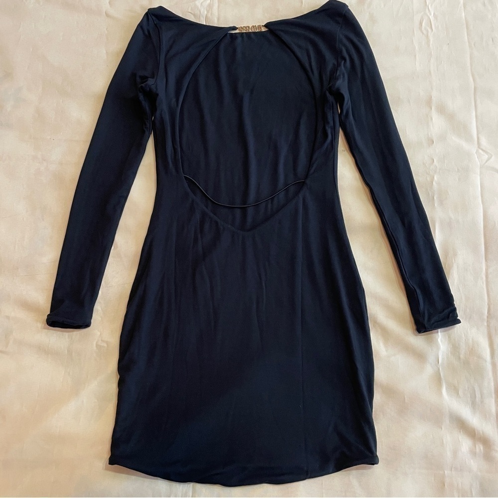 NEW! Ser.O.Ya- Black Backless Long Sleeve Mini Siobhan Dress Size Small - Picture 7 of 11